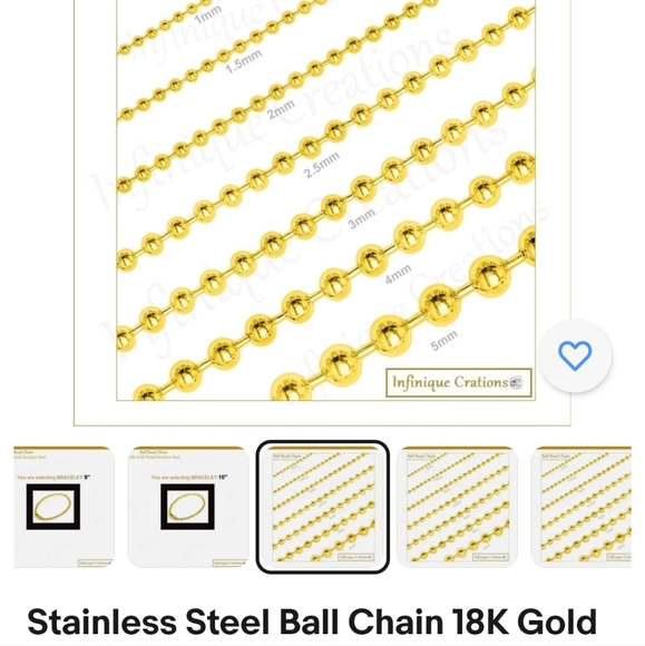 20" Stainless Steel Ball & Chain Necklace - Picture 3 of 6